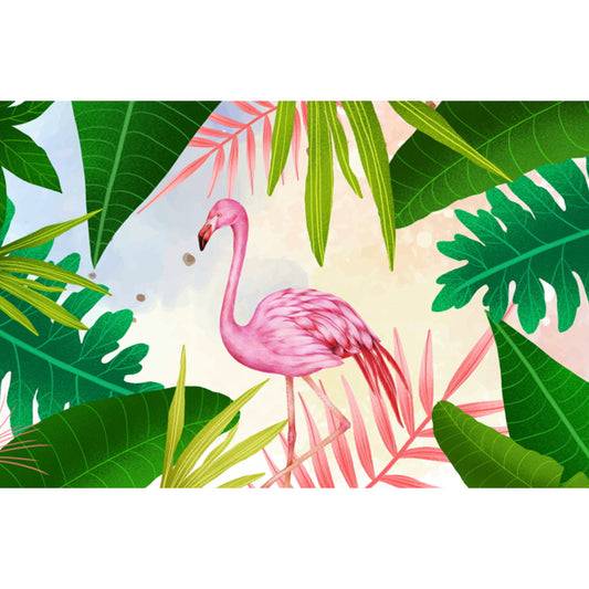 Big Field Flamingo Mural Wallpaper Decorative Tropical Living Room Wall Covering Clearhalo 'Wall Decor' 'Wall Mural' 1618033