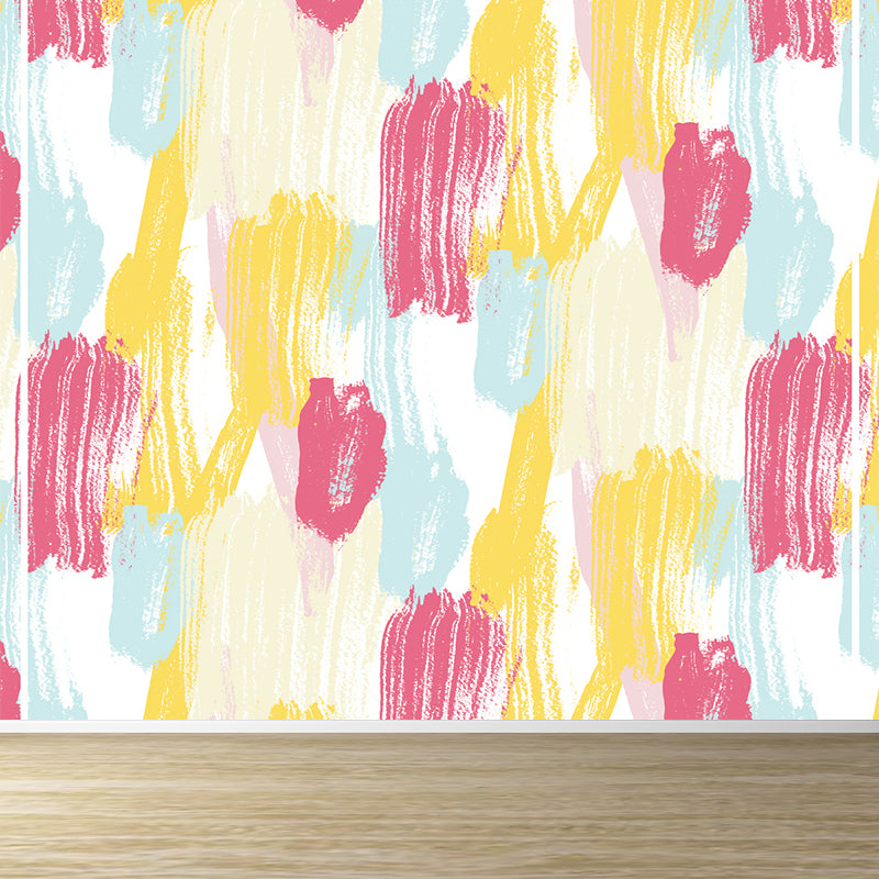 Modern Abstract Mural Wallpaper for Boys Bedroom Customised Wall Covering in Yellow Clearhalo 'Wall Decor' 'Wall Mural' 1618076