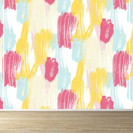 Modern Abstract Mural Wallpaper for Boys Bedroom Customised Wall Covering in Yellow Clearhalo 'Wall Decor' 'Wall Mural' 1618076