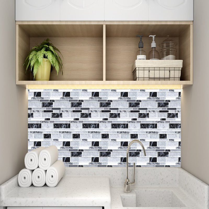 Marble Brick Wallpaper Panel Set Peel and Stick Farmhouse Restroom Wall Decor in Grey Clearhalo 'Country wall decor' 'Rustic' 'Wallpaper' Wall Decor' 1618120