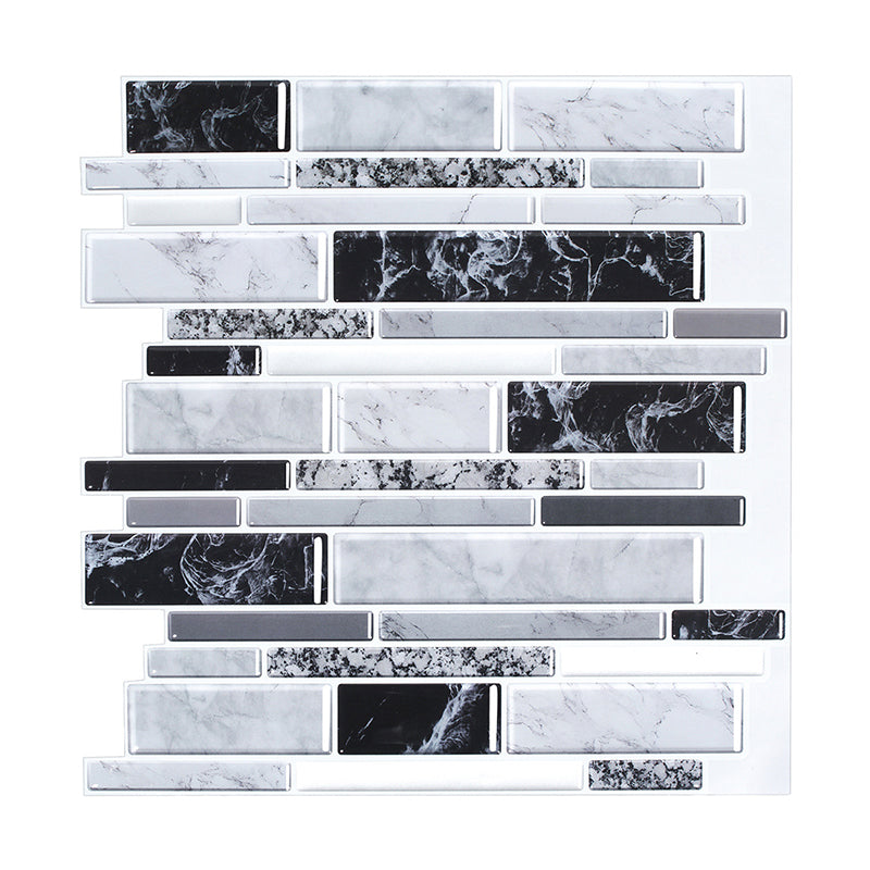 Marble Brick Wallpaper Panel Set Peel and Stick Farmhouse Restroom Wall Decor in Grey Clearhalo 'Country wall decor' 'Rustic' 'Wallpaper' Wall Decor' 1618122