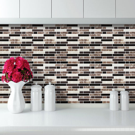 Mosaic Effect Brick Wallpaper Panel Set Rustic Smooth Peel Wall Covering in Dark Brown Dark Brown Clearhalo 'Country wall decor' 'Rustic' 'Wallpaper' Wall Decor' 1618139