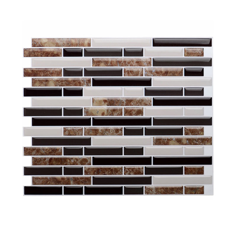 Mosaic Effect Brick Wallpaper Panel Set Rustic Smooth Peel Wall Covering in Dark Brown Clearhalo 'Country wall decor' 'Rustic' 'Wallpaper' Wall Decor' 1618142