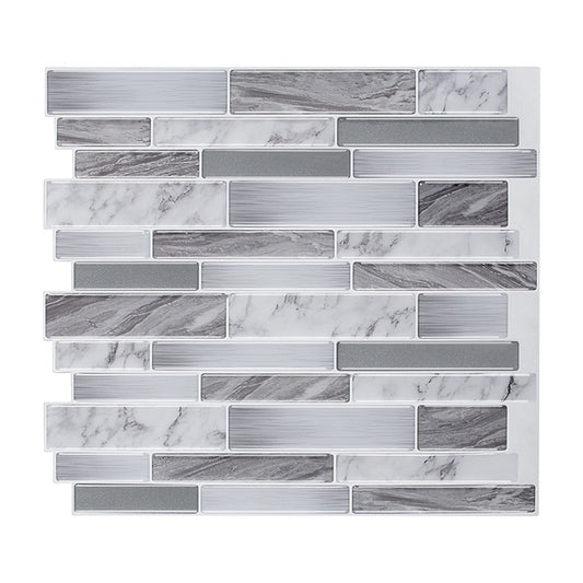 Grey Marble Brick Wallpaper Panels Mosaic Cottage Adhesive Wall Covering for Kitchen Clearhalo 'Country wall decor' 'Rustic' 'Wallpaper' Wall Decor' 1618147