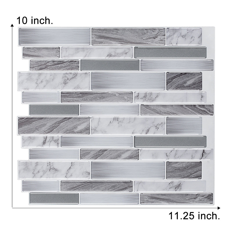 Grey Marble Brick Wallpaper Panels Mosaic Cottage Adhesive Wall Covering for Kitchen Clearhalo 'Country wall decor' 'Rustic' 'Wallpaper' Wall Decor' 1618148