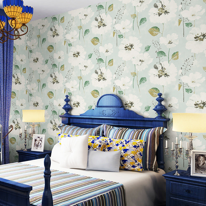 Soft Color Rust Wallpaper Roll 57.1-sq ft Blossoming Flower Pattern Wall Covering for Bedroom Green 1 Set Clearhalo 'Country wall decor' 'Rustic' 'Wallpaper' Wall Decor' 1618157