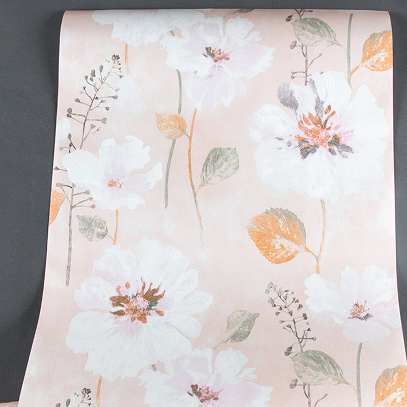 Soft Color Rust Wallpaper Roll 57.1-sq ft Blossoming Flower Pattern Wall Covering for Bedroom Clearhalo 'Country wall decor' 'Rustic' 'Wallpaper' Wall Decor' 1618161