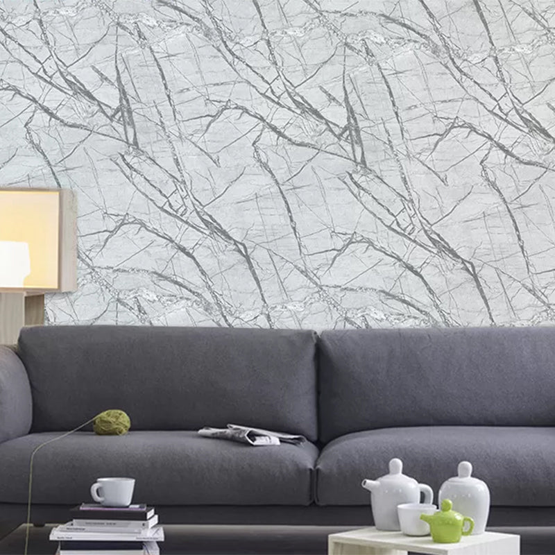Modern Marble Veins Print Wallpaper for Dining Room 33' x 20.5" Wall Covering in Grey Clearhalo 'Modern wall decor' 'Modern' 'Wallpaper' Wall Decor' 1618170