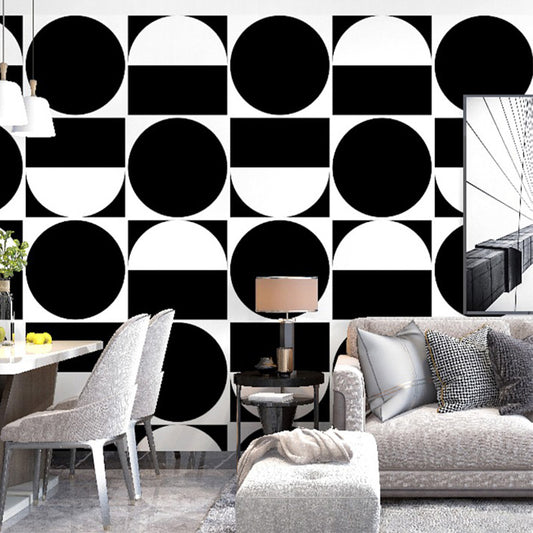Geometry Circles Wallpaper Roll Dark Color Modern Style Wall Decor for Living Room White 1 Set Clearhalo 'Modern wall decor' 'Modern' 'Wallpaper' Wall Decor' 1618173