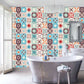 Flowers Wallpaper Panel Set Boho Exotic Mosaic Tile Peel Wall Covering in Blue, 3.5' L x 3.5" W Clearhalo 'Wall Decor' 'Wallpaper' 1618195