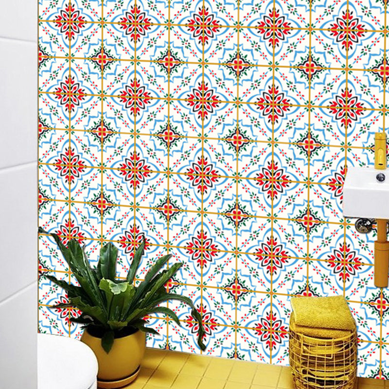 Quatrefoil Floral Print Wallpapers Bohemian Stick On Restroom Wall Covering, 3.5' x 3.5" Clearhalo 'Wall Decor' 'Wallpaper' 1618199