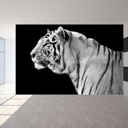 Field America Tiger Mural Wallpaper Contemporary Non-Woven Material Wall Covering Black Clearhalo 'Wall Decor' 'Wall Mural' 1618212