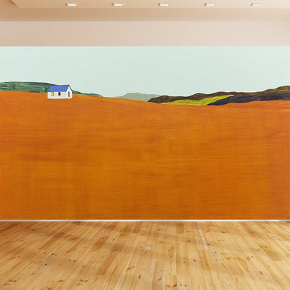 Fall Grassland Wall Mural Modern Art Decorative Living Room Wall Covering, Custom Orange Clearhalo 'Wall Decor' 'Wall Mural' 1618217