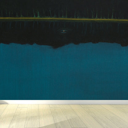 Contemporary Art Riverside Scenery Mural Blue Dining Room Wall Decor, Personalized Blue Clearhalo 'Wall Decor' 'Wall Mural' 1618222