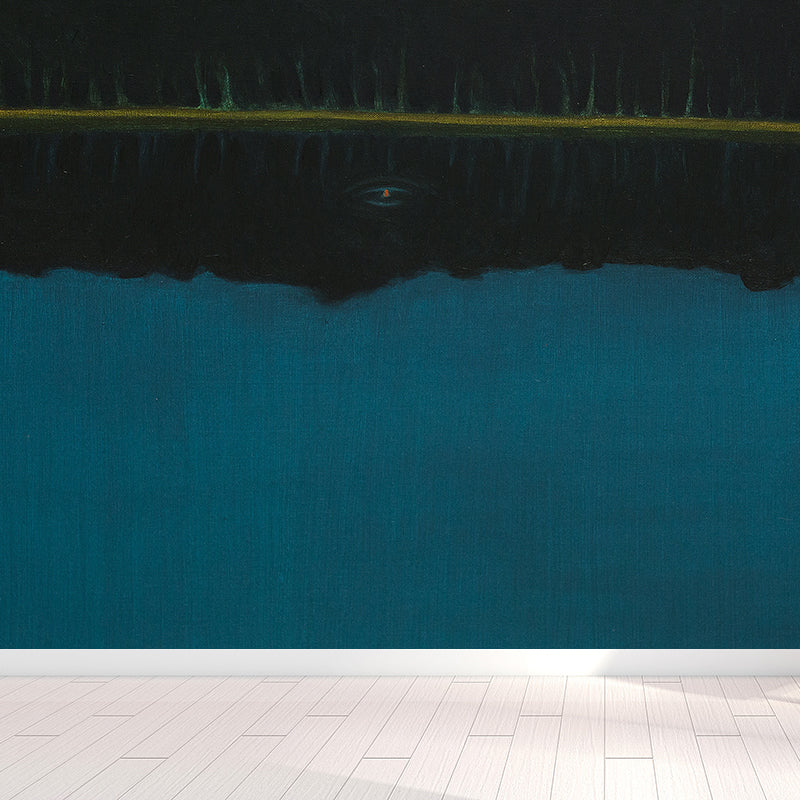 Contemporary Art Riverside Scenery Mural Blue Dining Room Wall Decor, Personalized Clearhalo 'Wall Decor' 'Wall Mural' 1618223