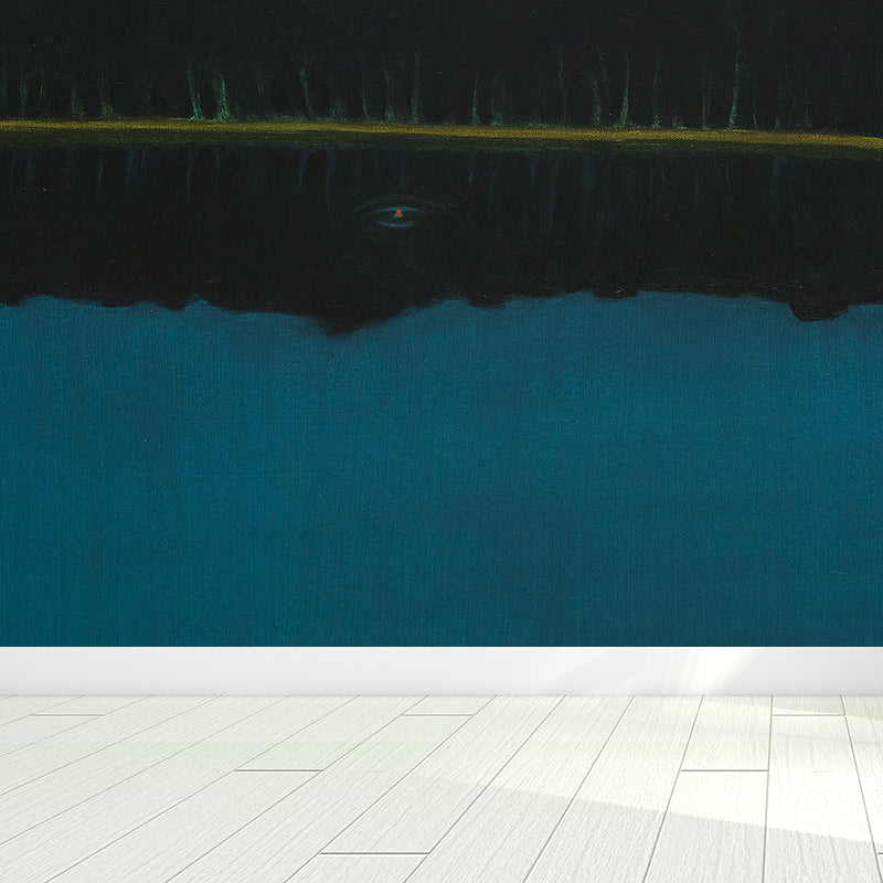 Contemporary Art Riverside Scenery Mural Blue Dining Room Wall Decor, Personalized Clearhalo 'Wall Decor' 'Wall Mural' 1618224