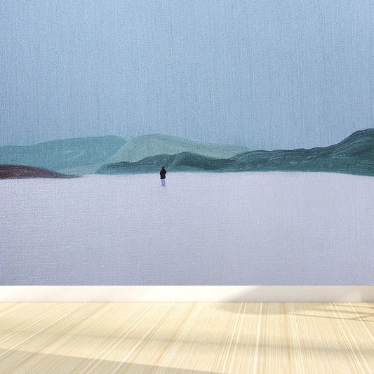 Blue Quiet Mountains Wall Mural Stain-Proof Modern Artistic Living Room Wall Decor Clearhalo 'Wall Decor' 'Wall Mural' 1618228