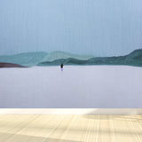 Blue Quiet Mountains Wall Mural Stain-Proof Modern Artistic Living Room Wall Decor Clearhalo 'Wall Decor' 'Wall Mural' 1618228