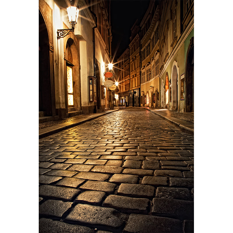 Modern Peaceful Town Mural Wallpaper Yellow Waterproofing Wall Decor for Bathroom Clearhalo 'Wall Decor' 'Wall Mural' 1618235