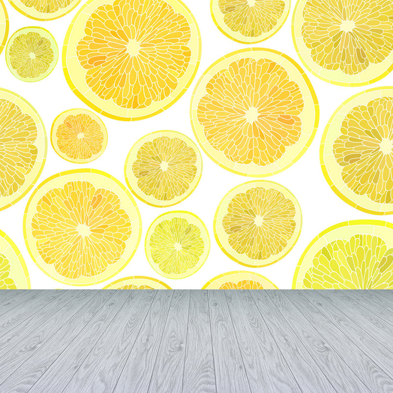 Huge Lemon Slices Mural Wallpaper Yellow Non-Woven Wall Art for Home Decor, Personalised Clearhalo 'Wall Decor' 'Wall Mural' 1618253