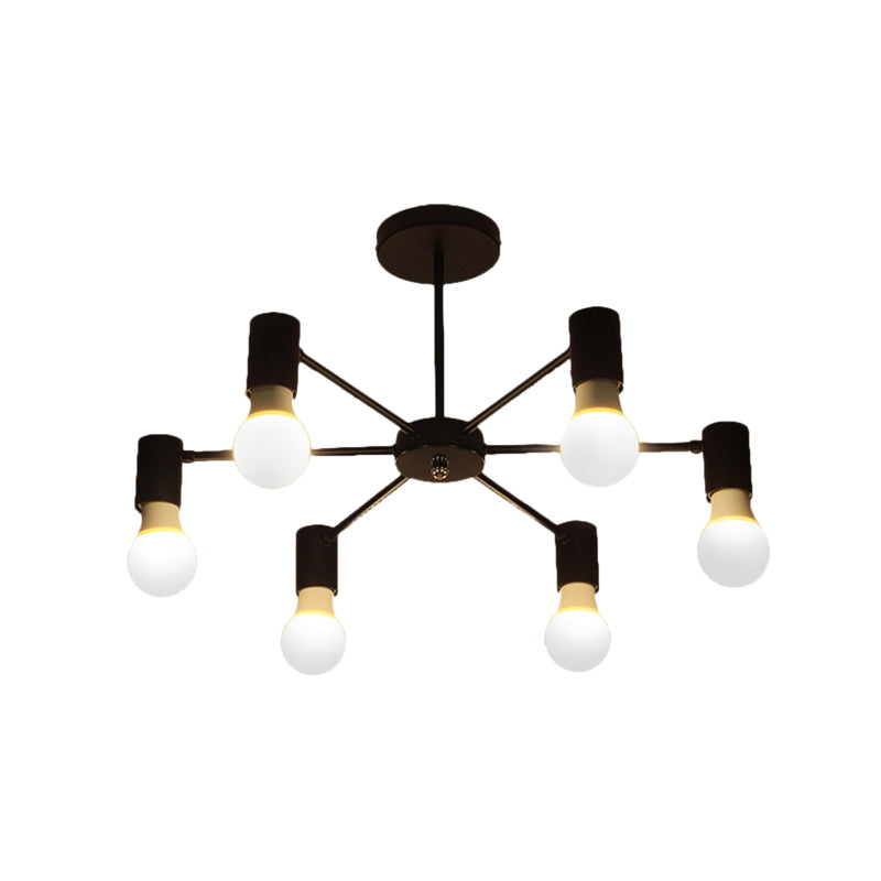 3/5 Heads Semi Flush Light with Open Bulb Metallic Industrial Style Bedroom Ceiling Light Fixture in Black/White Clearhalo 'Ceiling Lights' 'Close To Ceiling Lights' 'Close to ceiling' 'Semi-flushmount' Lighting' 161828