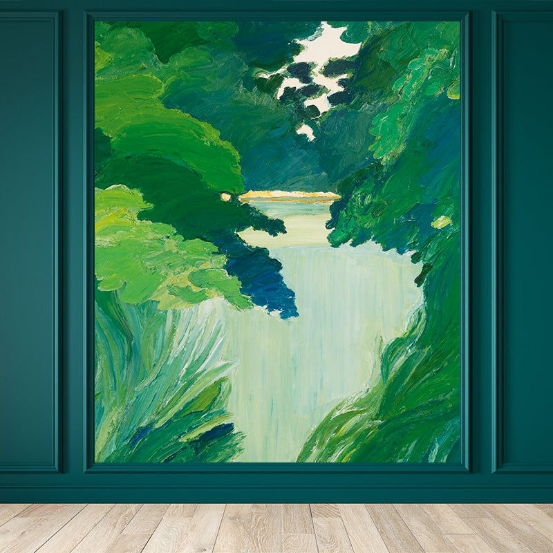 Stainproof Forest Landscape Mural Modern Aesthetics Non-Woven Wall Art, Custom Size Available Green Clearhalo 'Wall Decor' 'Wall Mural' 1618282
