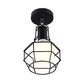 Metallic Ball Semi Flush Lamp with Cage Shade Industrial 1 Light Coffee Shop Ceiling Light Fixture in Black Clearhalo 'Ceiling Lights' 'Close To Ceiling Lights' 'Close to ceiling' 'Semi-flushmount' Lighting' 161831