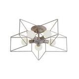 5 Bulbs Semi-Flush Ceiling Fixture with Star Cage Shade Metallic Loft Stylish Indoor Semi Flush Light in Grey/Pink Clearhalo 'Ceiling Lights' 'Close To Ceiling Lights' 'Close to ceiling' 'Semi-flushmount' Lighting' 161835