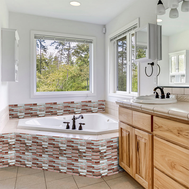 Farmhouse Brick Mosaic Tiles Wallpapers Pastel Color Easy Peel off Wall Art for Home Brick Red Clearhalo 'Country wall decor' 'Rustic' 'Wallpaper' Wall Decor' 1618361