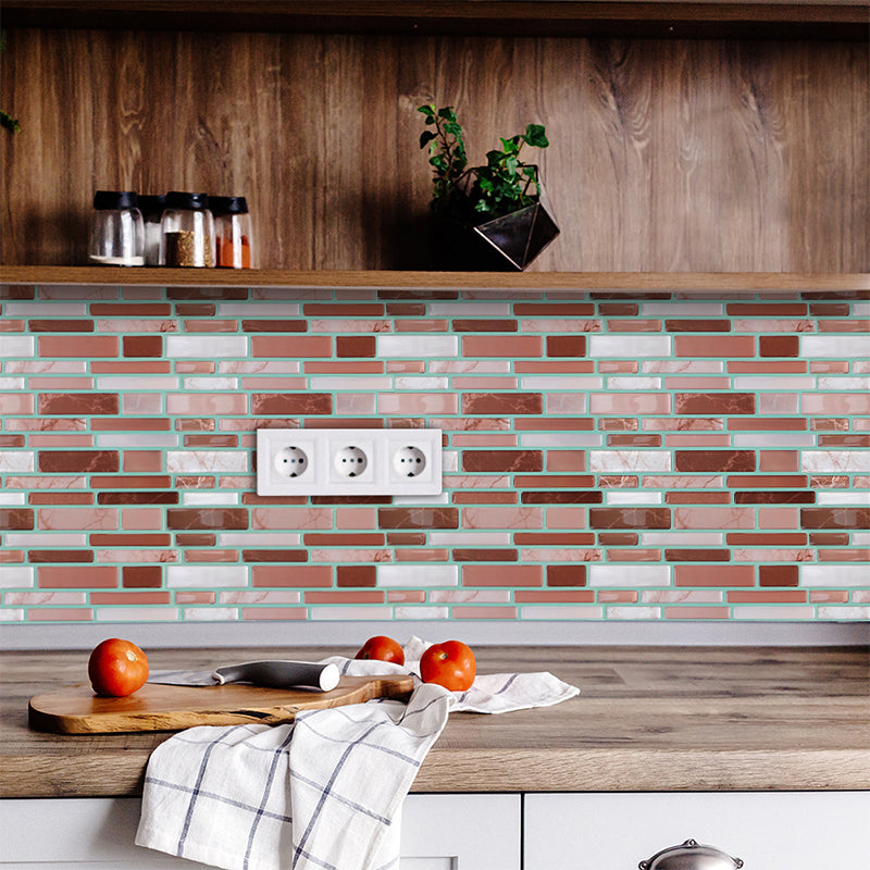 Farmhouse Brick Mosaic Tiles Wallpapers Pastel Color Easy Peel off Wall Art for Home Clearhalo 'Country wall decor' 'Rustic' 'Wallpaper' Wall Decor' 1618362