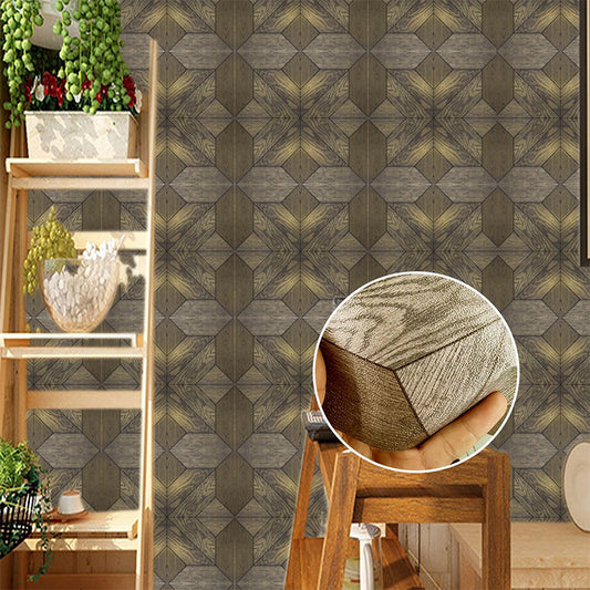 Brown Wood Wallpaper Panels Floral Rustic Self Sticking Wall Covering for Sitting Room Clearhalo 'Country wall decor' 'Rustic' 'Wallpaper' Wall Decor' 1618367