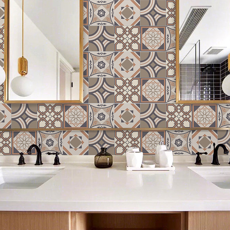 Brown Boho Peel Wallpaper Panels 3.5' x 8" Harlequin Pattern Wall Covering for Accent Wall Brown Clearhalo 'Wall Decor' 'Wallpaper' 1618375