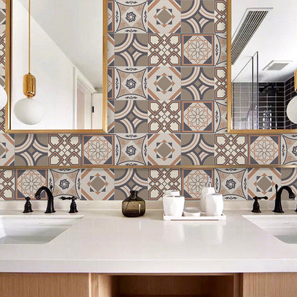 Brown Boho Peel Wallpaper Panels 3.5' x 8" Harlequin Pattern Wall Covering for Accent Wall Brown Clearhalo 'Wall Decor' 'Wallpaper' 1618375