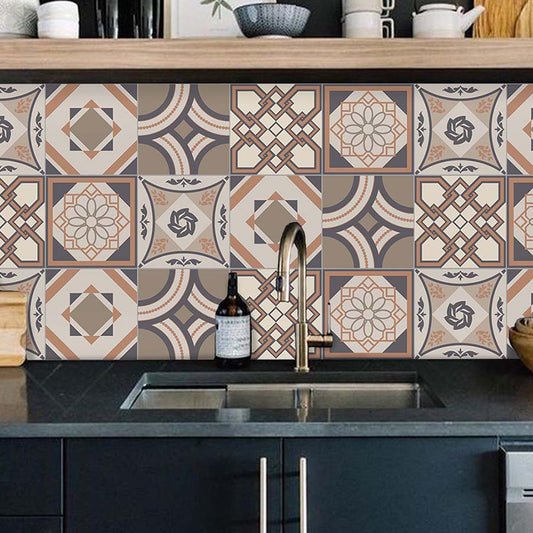Brown Boho Peel Wallpaper Panels 3.5' x 8" Harlequin Pattern Wall Covering for Accent Wall Clearhalo 'Wall Decor' 'Wallpaper' 1618376