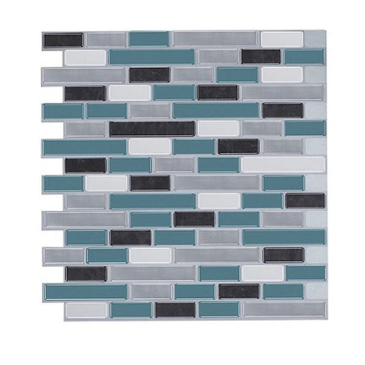 Rust Mosaic Tile Wallpaper Panels Blue Faux Brick Wall Art for Washroom, Peel and Paste Clearhalo 'Country wall decor' 'Rustic' 'Wallpaper' Wall Decor' 1618388