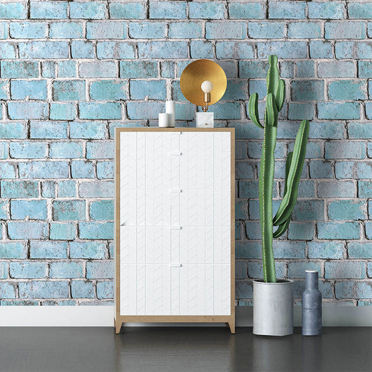Blue Brick Effect Wallpaper Roll Architecture Steampunk Self Adhesive Wall Covering Clearhalo 'Industrial wall decor' 'Industrial' 'Wallpaper' Wall Decor' 1618399