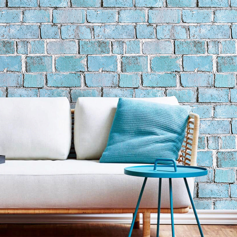 Blue Brick Effect Wallpaper Roll Architecture Steampunk Self Adhesive Wall Covering Clearhalo 'Industrial wall decor' 'Industrial' 'Wallpaper' Wall Decor' 1618400