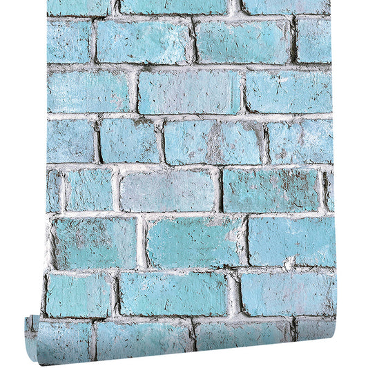 Blue Brick Effect Wallpaper Roll Architecture Steampunk Self Adhesive Wall Covering Clearhalo 'Industrial wall decor' 'Industrial' 'Wallpaper' Wall Decor' 1618401