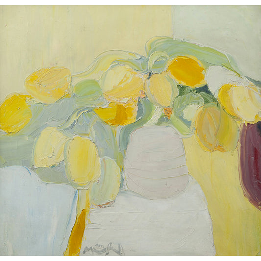 Flowerpot Mural Decal Contemporary Art Non-Woven Textured Wall Covering in Yellow Clearhalo 'Wall Decor' 'Wall Mural' 1618411