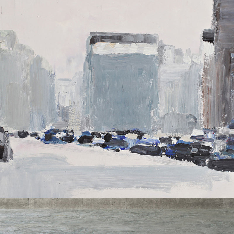 Contemporary Art City Landscape Mural Decal Grey Dining Room Wall Decor, Personalized Clearhalo 'Wall Decor' 'Wall Mural' 1618414