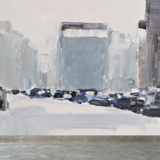 Contemporary Art City Landscape Mural Decal Grey Dining Room Wall Decor, Personalized Clearhalo 'Wall Decor' 'Wall Mural' 1618414