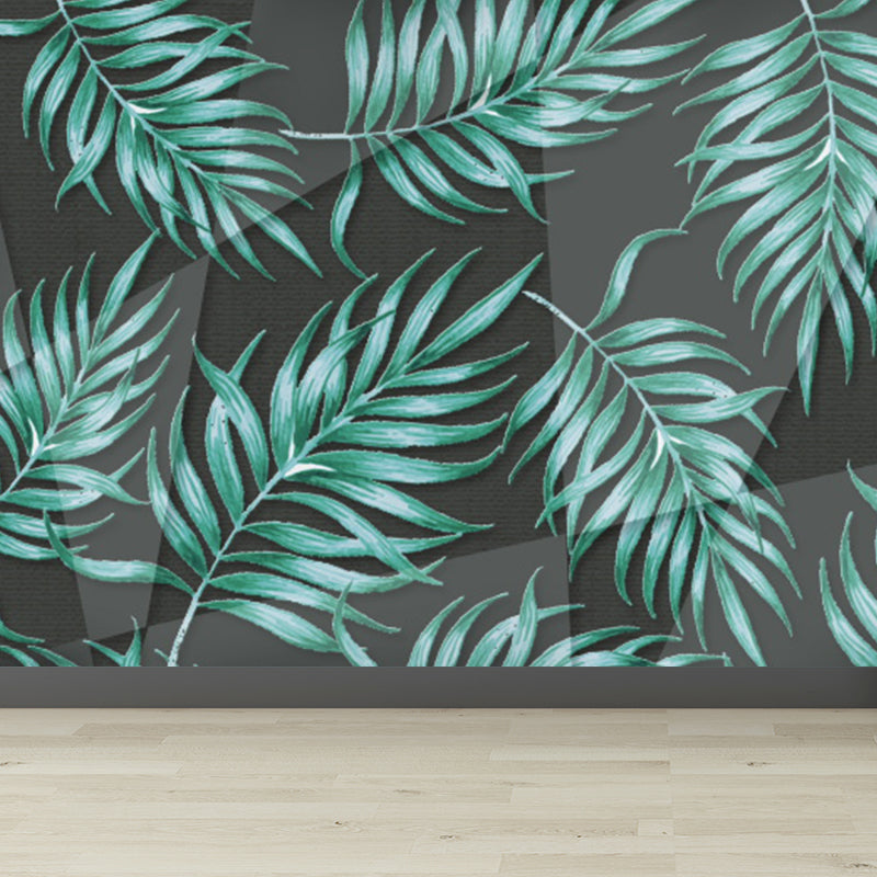 Giant Tropical Mural Wallpaper in Green Palm Leaves Wall Covering, Custom Printed Green Clearhalo 'Wall Decor' 'Wall Mural' 1618438
