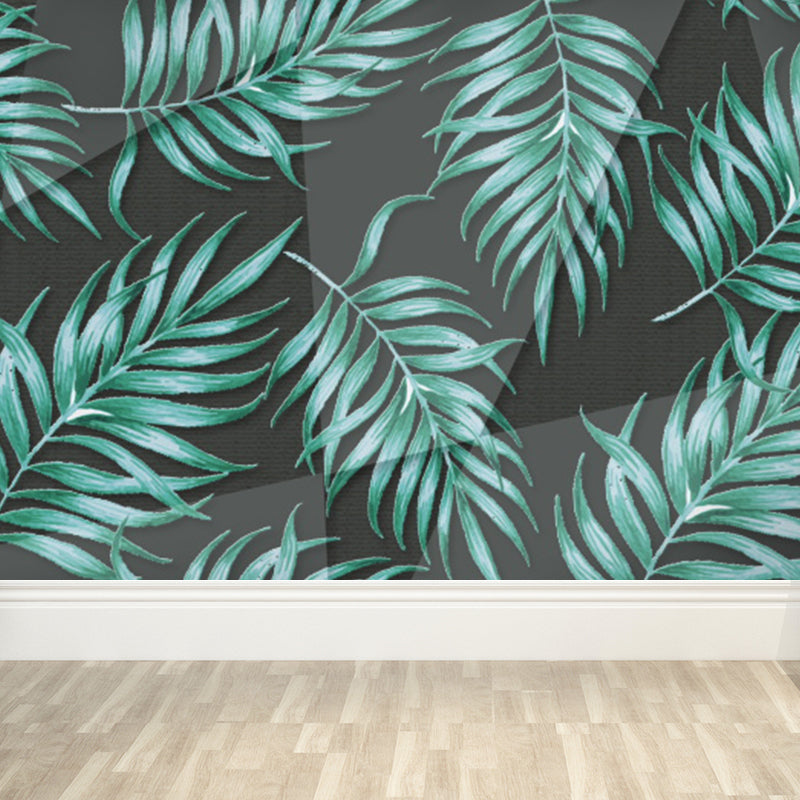 Giant Tropical Mural Wallpaper in Green Palm Leaves Wall Covering, Custom Printed Clearhalo 'Wall Decor' 'Wall Mural' 1618439