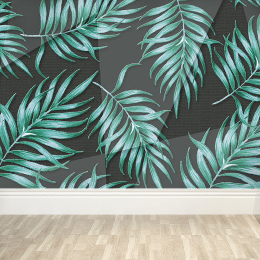 Giant Tropical Mural Wallpaper in Green Palm Leaves Wall Covering, Custom Printed Clearhalo 'Wall Decor' 'Wall Mural' 1618439