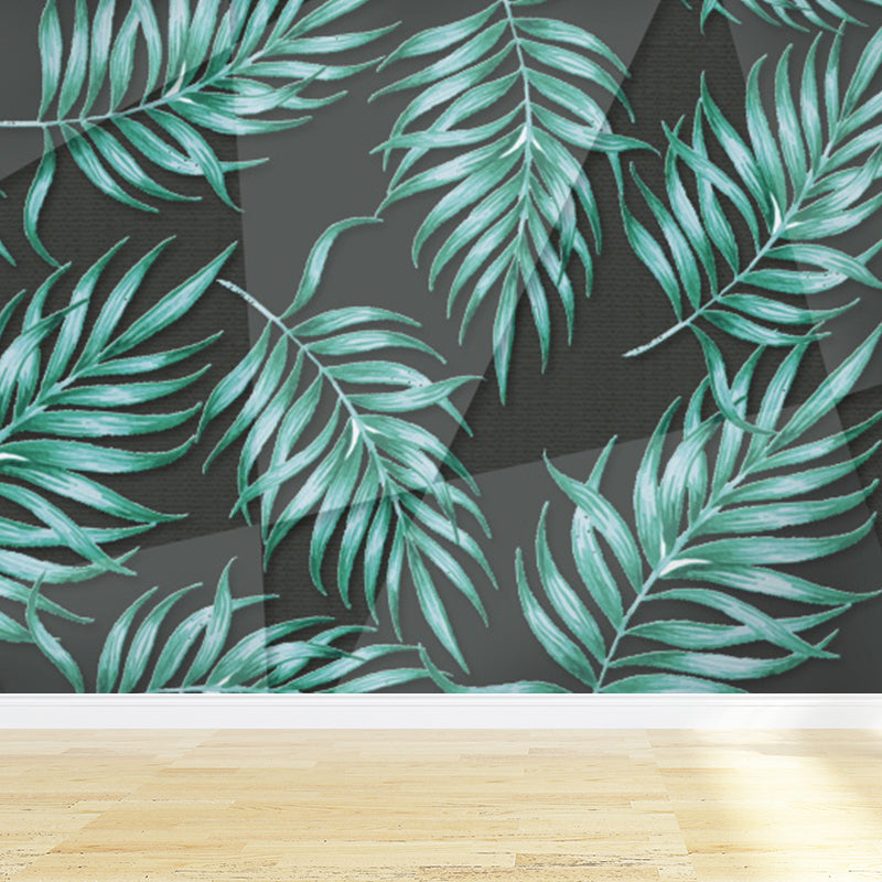 Giant Tropical Mural Wallpaper in Green Palm Leaves Wall Covering, Custom Printed Clearhalo 'Wall Decor' 'Wall Mural' 1618440