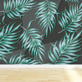 Giant Tropical Mural Wallpaper in Green Palm Leaves Wall Covering, Custom Printed Clearhalo 'Wall Decor' 'Wall Mural' 1618440