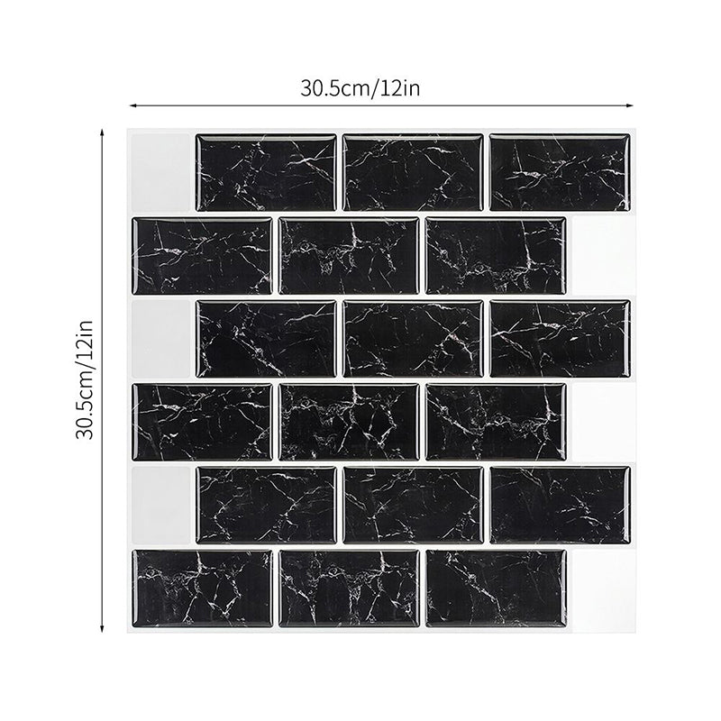 Black Marble Brick Wallpaper Panels Self Adhesive Country Style Kitchen Wall Covering Clearhalo 'Country wall decor' 'Rustic' 'Wallpaper' Wall Decor' 1618486