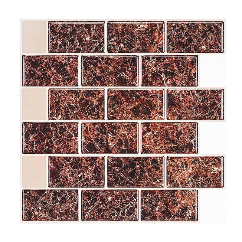 Coffee Brick Wallpaper Panels Marble Look Cottage Self Adhesive Wall Art for Kitchen Clearhalo 'Country wall decor' 'Rustic' 'Wallpaper' Wall Decor' 1618489