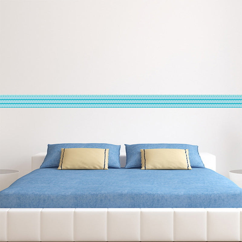 Simple Wave Pattern Wallpaper Border PVC Removable Blue Wall Covering for Bedroom Clearhalo 'Modern wall decor' 'Modern' 'Wallpaper' Wall Decor' 1618502