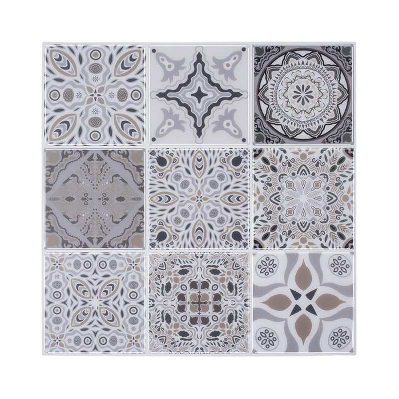 Grey Floral Mosaic Tile Wallpaper Panel Stick On Bohemia Restroom Wall Decoration Clearhalo 'Wall Decor' 'Wallpaper' 1618518